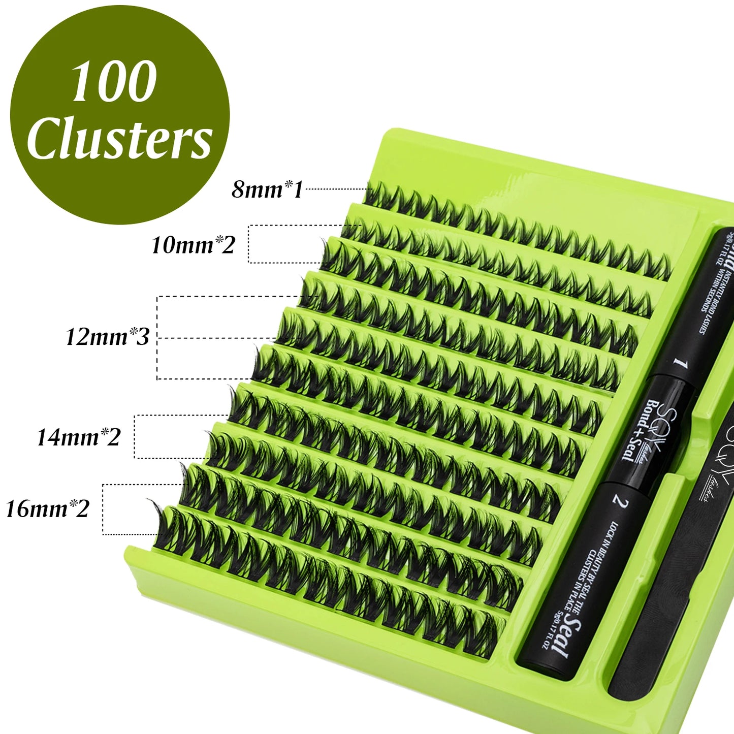DIY-Wimpernverlängerungs-Kit inkl. 100 Stück einzelne natürliche Wimpern-Cluster mit speziellem Wimpern Klebe-Set